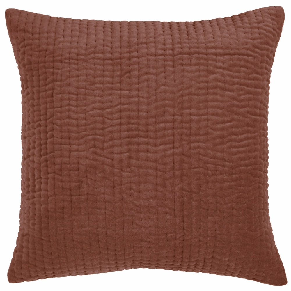 Haze Embroidered Feather Cushion Persimmon