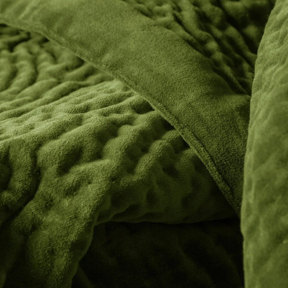 Haze Velvet Quilted Throw Grass