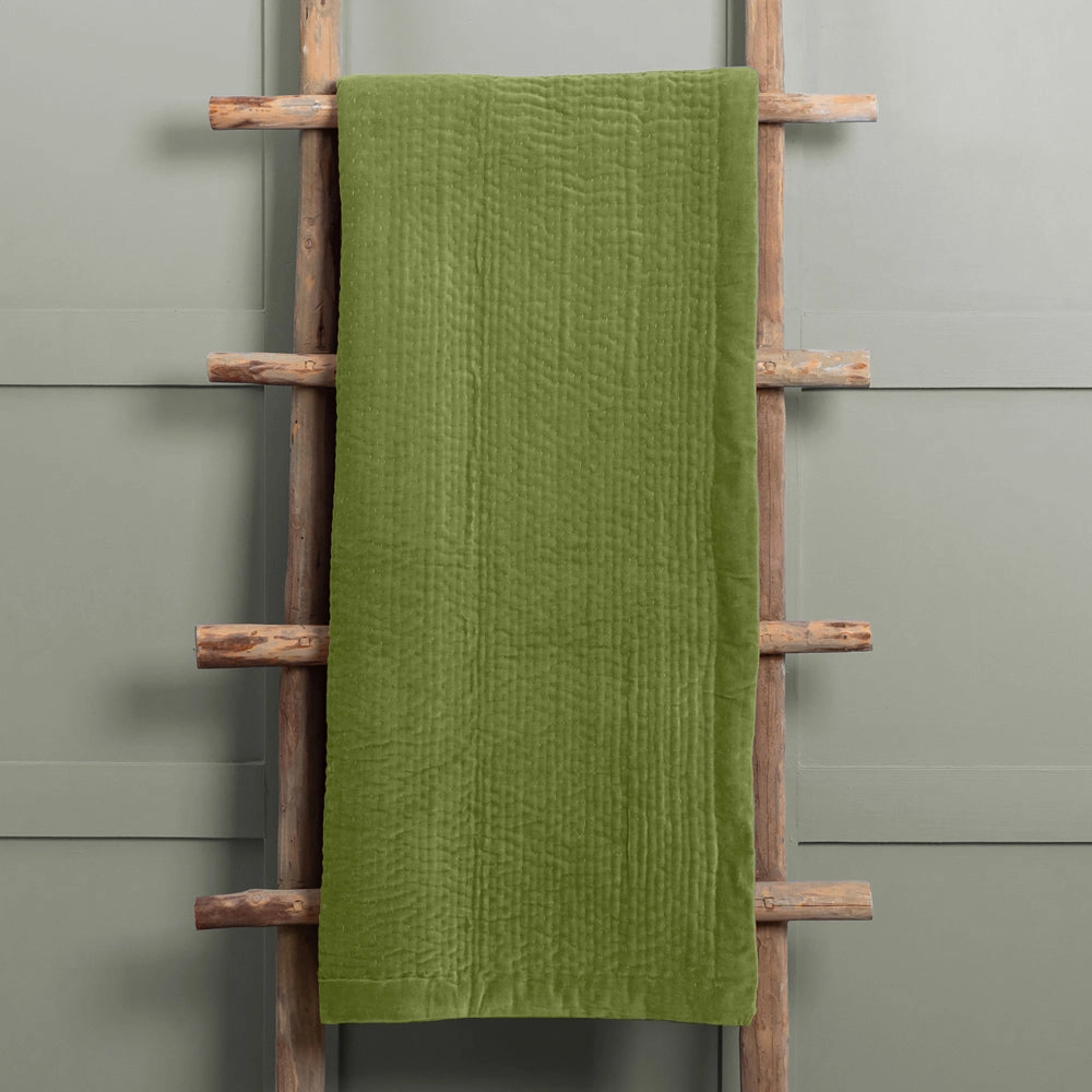 Haze Velvet Quilted Throw Grass