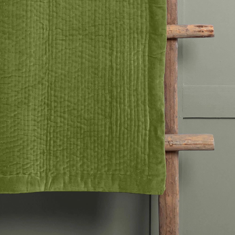 Haze Velvet Quilted Throw Grass