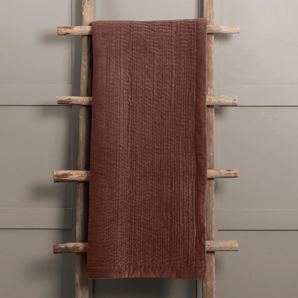 Haze Velvet Quilted Throw Persimmon