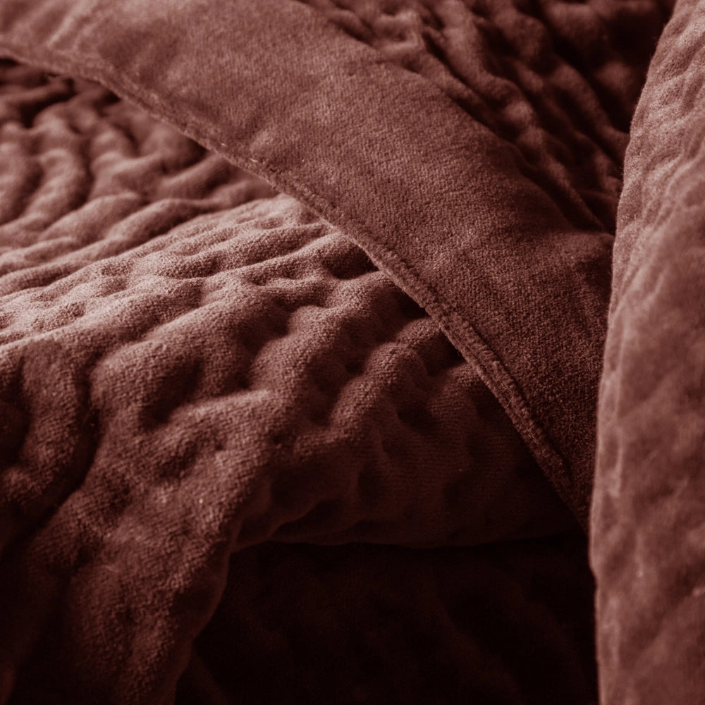 Haze Velvet Quilted Throw Persimmon