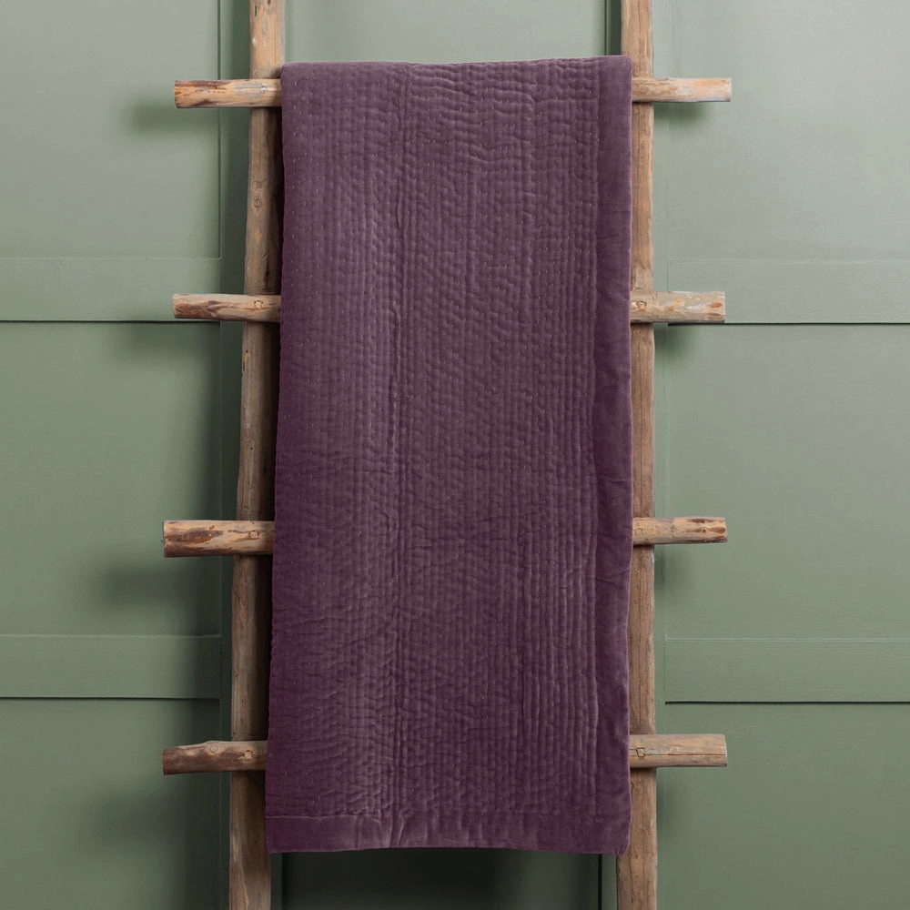 Haze Velvet Quilted Throw Plum