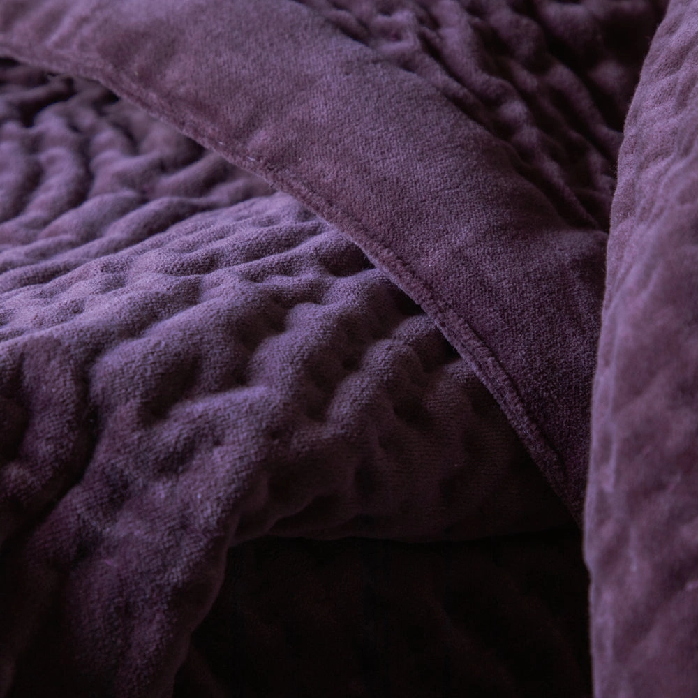 Haze Velvet Quilted Throw Plum