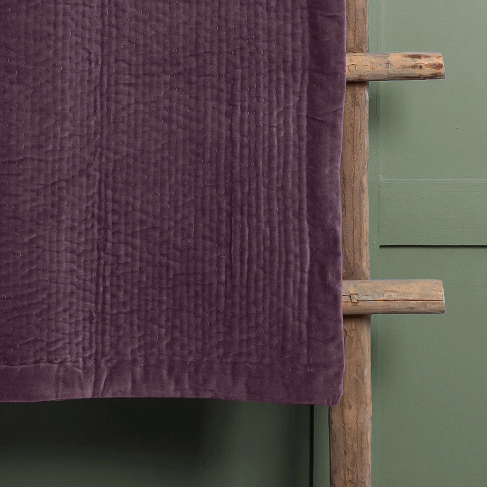 Haze Velvet Quilted Throw Plum