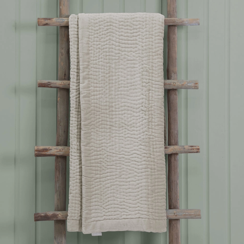 Haze Velvet Quilted Throw Quartz