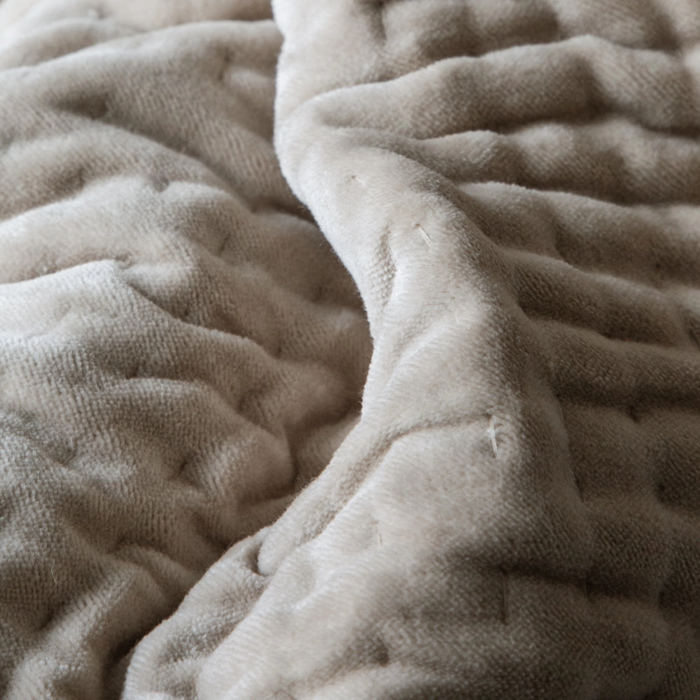 Haze Velvet Quilted Throw Quartz