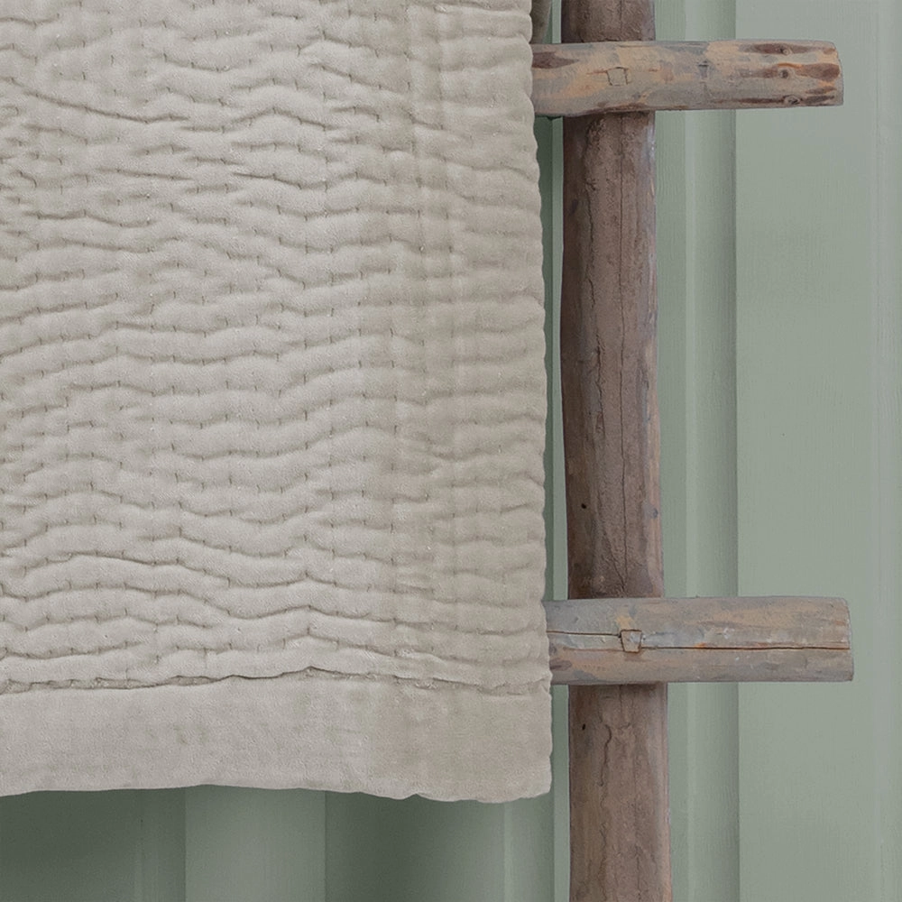 Haze Velvet Quilted Throw Quartz