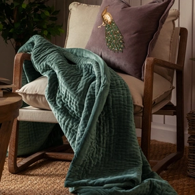 Haze Velvet Quilted Throw Seafoambedding sets ,throw blankets 