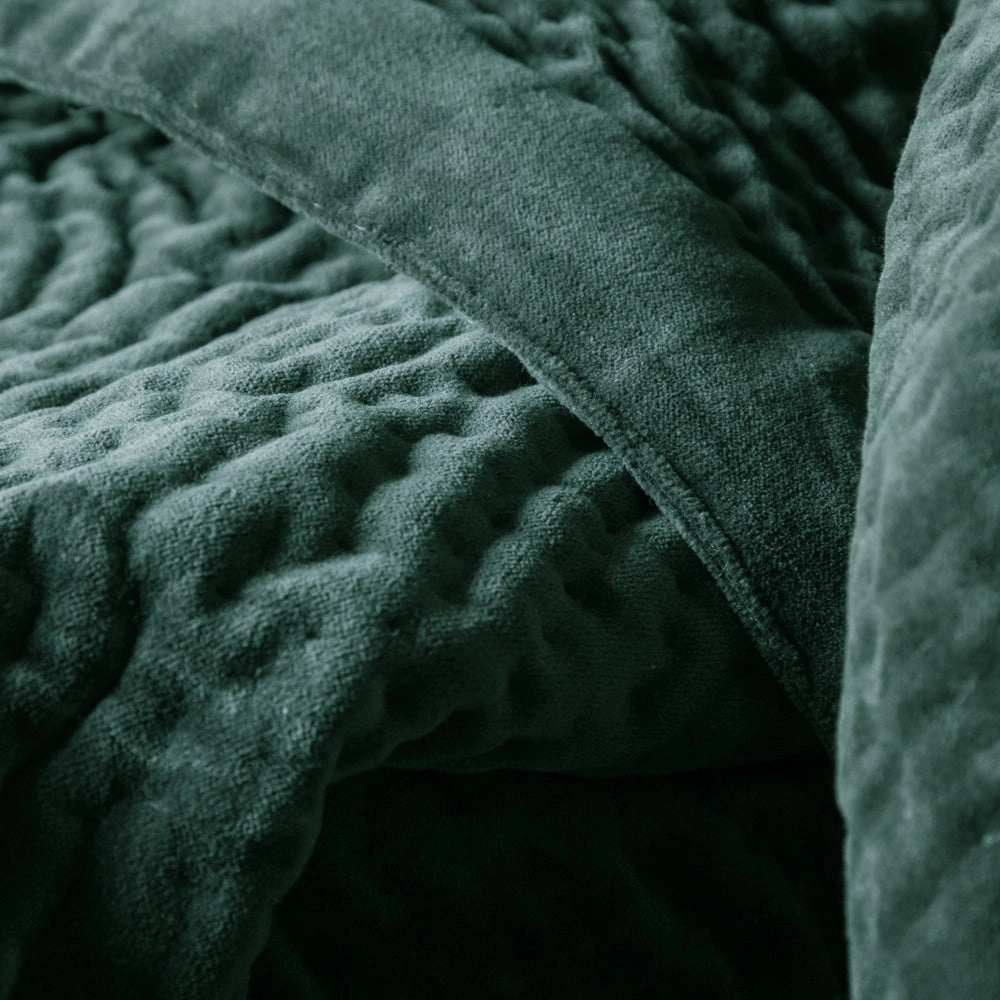 Haze Velvet Quilted Throw Seafoam