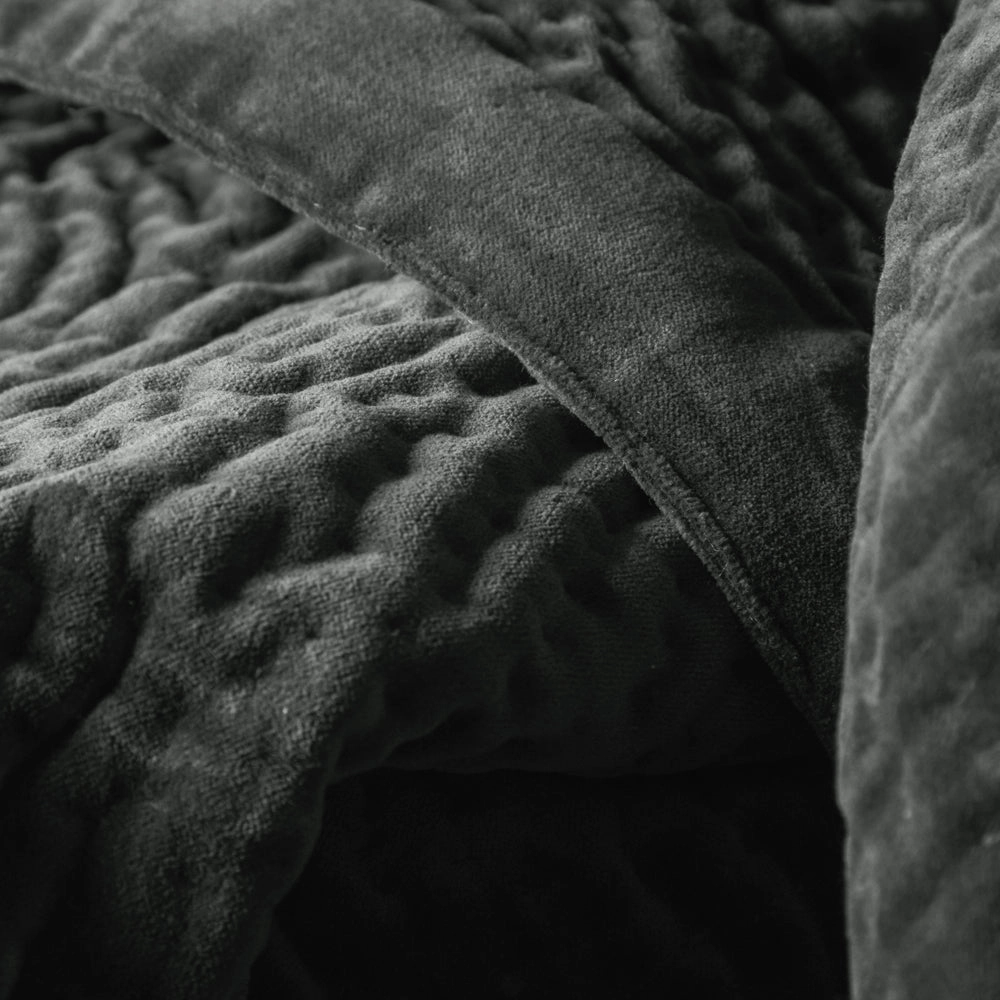 Haze Velvet Quilted Throw Steel