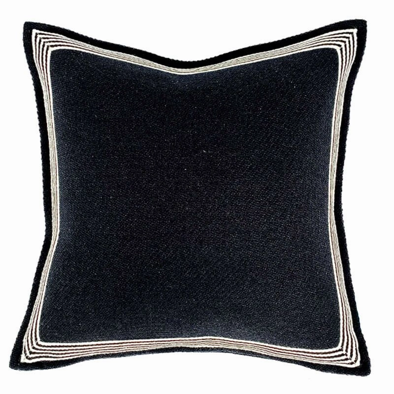 Heavy Linen Black Base and White Stripes Cushions