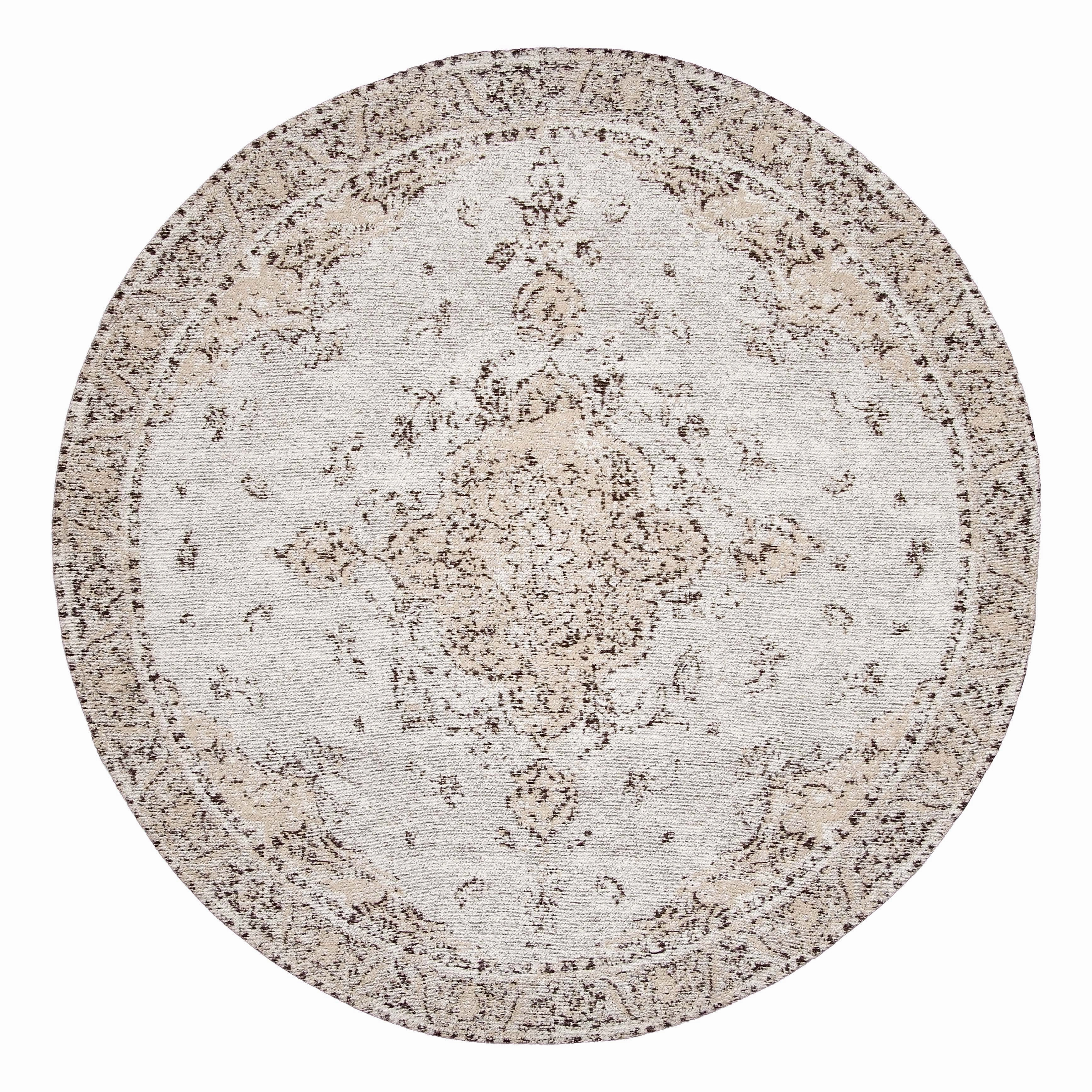 Helena White and Peach Turkish Style Distressed Round Rug *NO RETURNS UNLESS FAULTYmodern color block patchwork rug