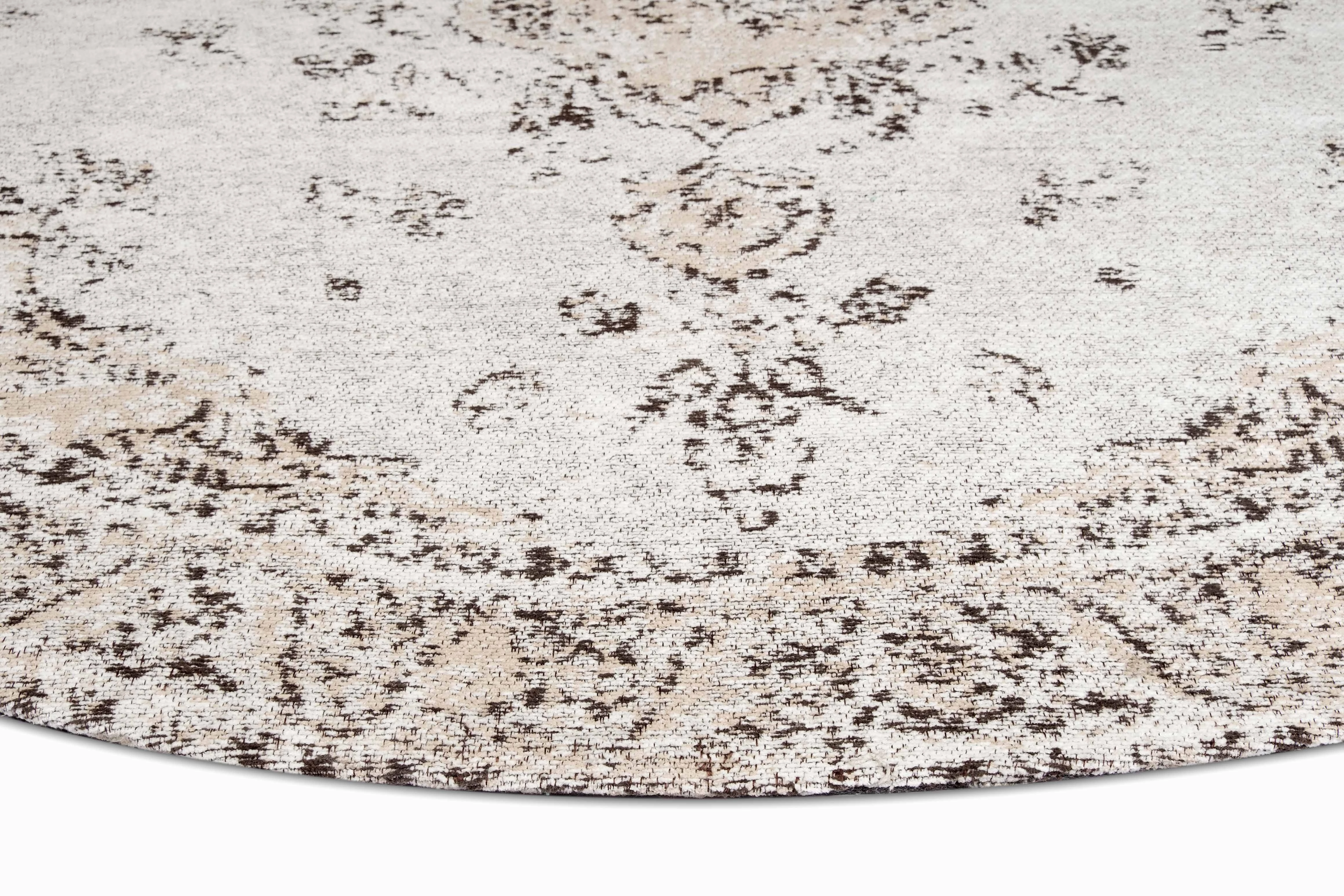 Helena White and Peach Turkish Style Distressed Round Rug *NO RETURNS UNLESS FAULTY