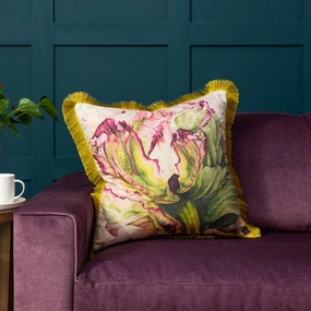 Heligan Printed Fringed Feather Cushion Fuchsiabedding sets ,throw blankets 