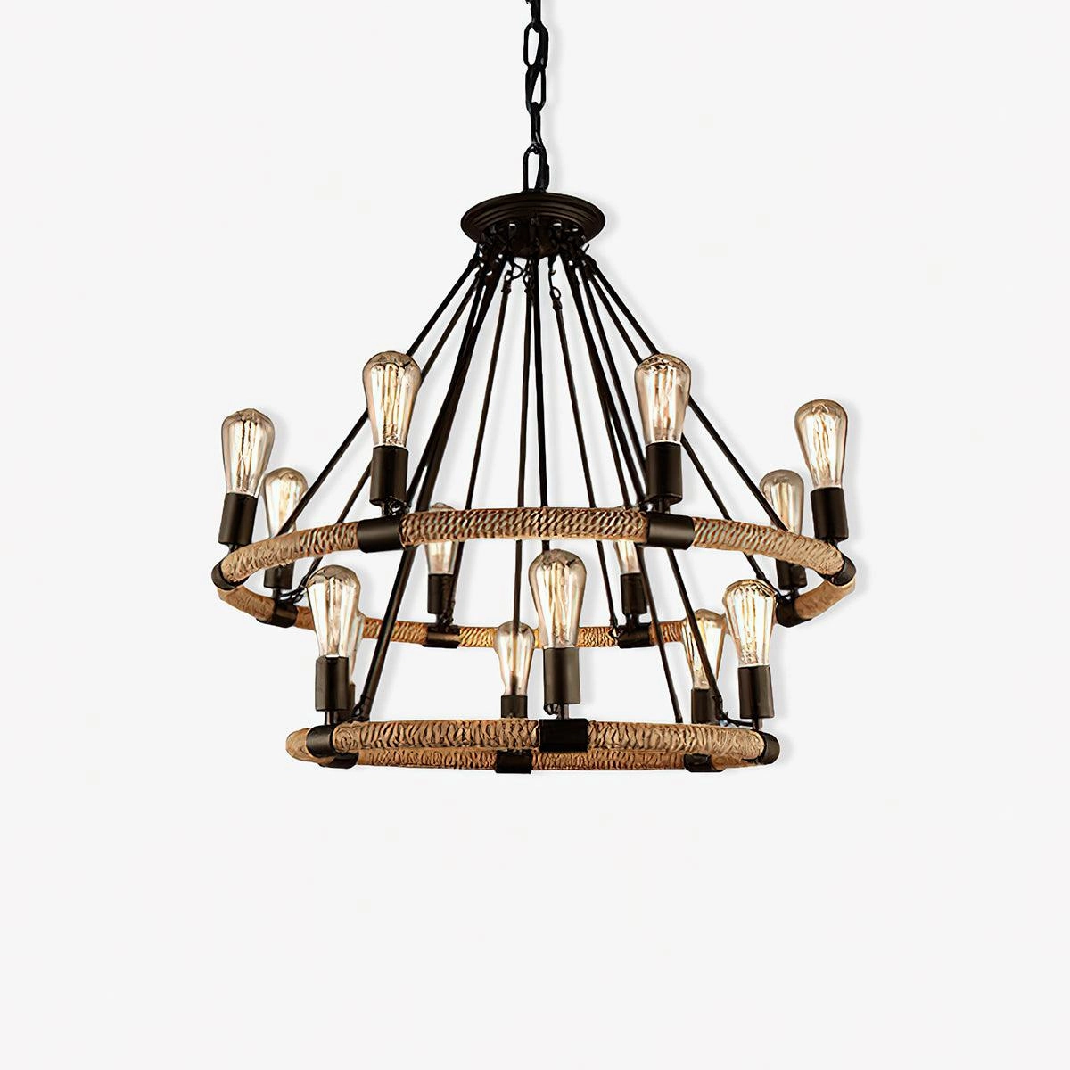 Hemp Rope Industrial Large Circle Chandelierrustic chandelier,bedroom chandelier 