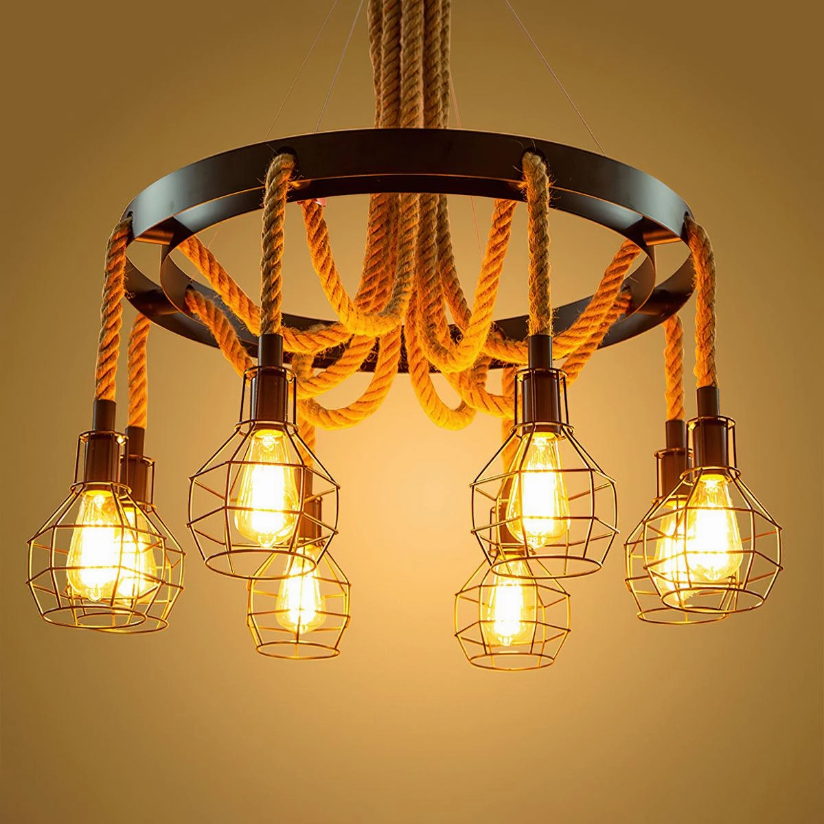 Hemp Rope Industrial Starfall Chandelier