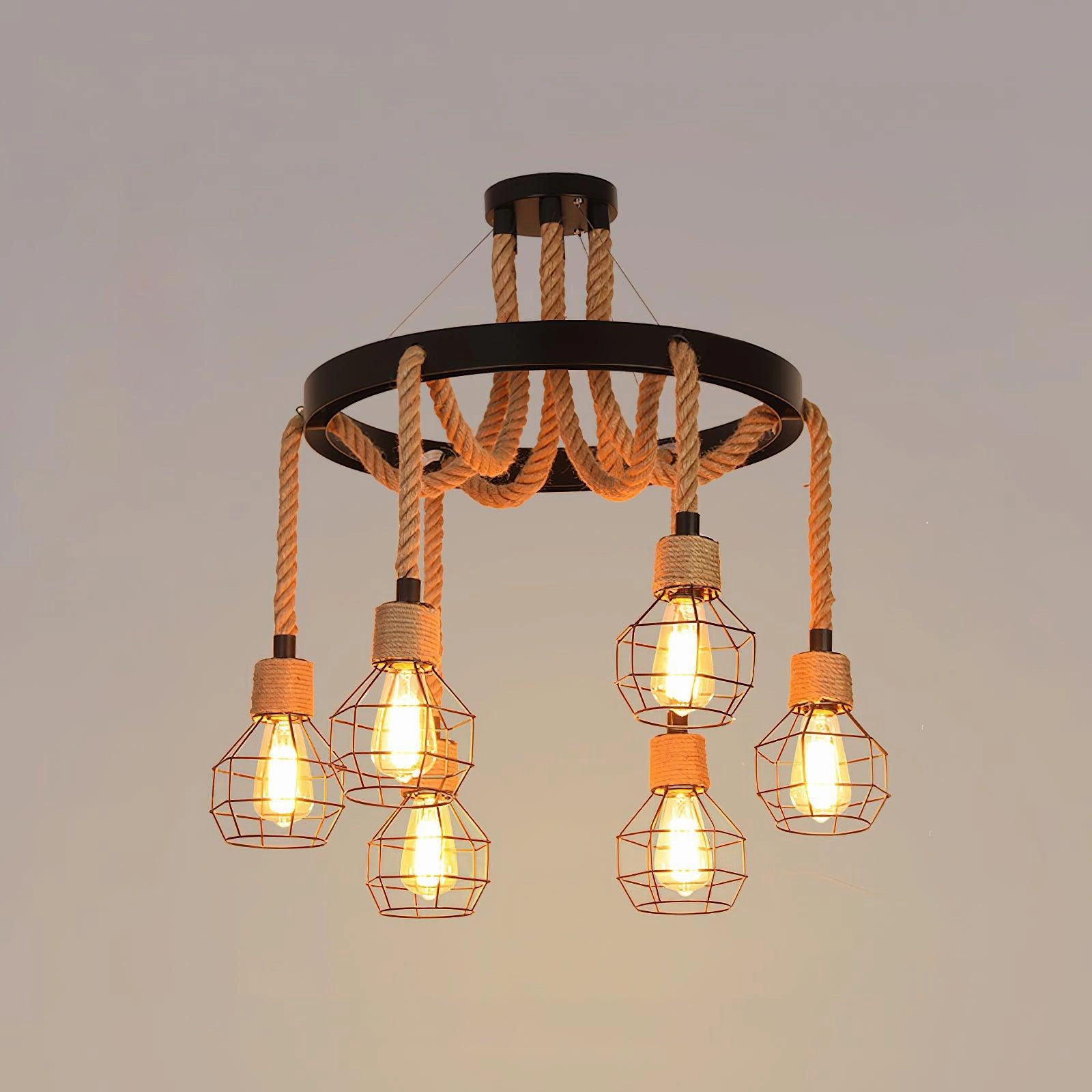 Hemp Rope Industrial Starfall Chandelier