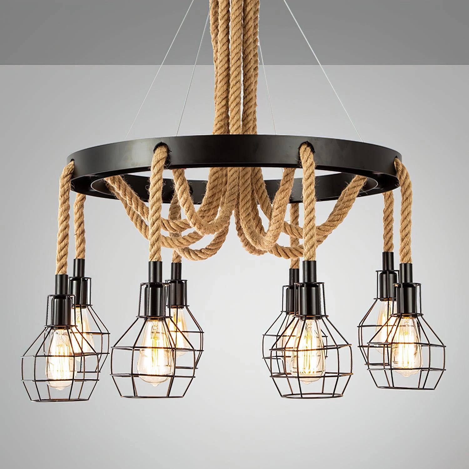 Hemp Rope Industrial Starfall Chandelier