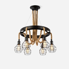 Hemp Rope Industrial Starfall Chandelierrustic chandelier,bedroom chandelier 