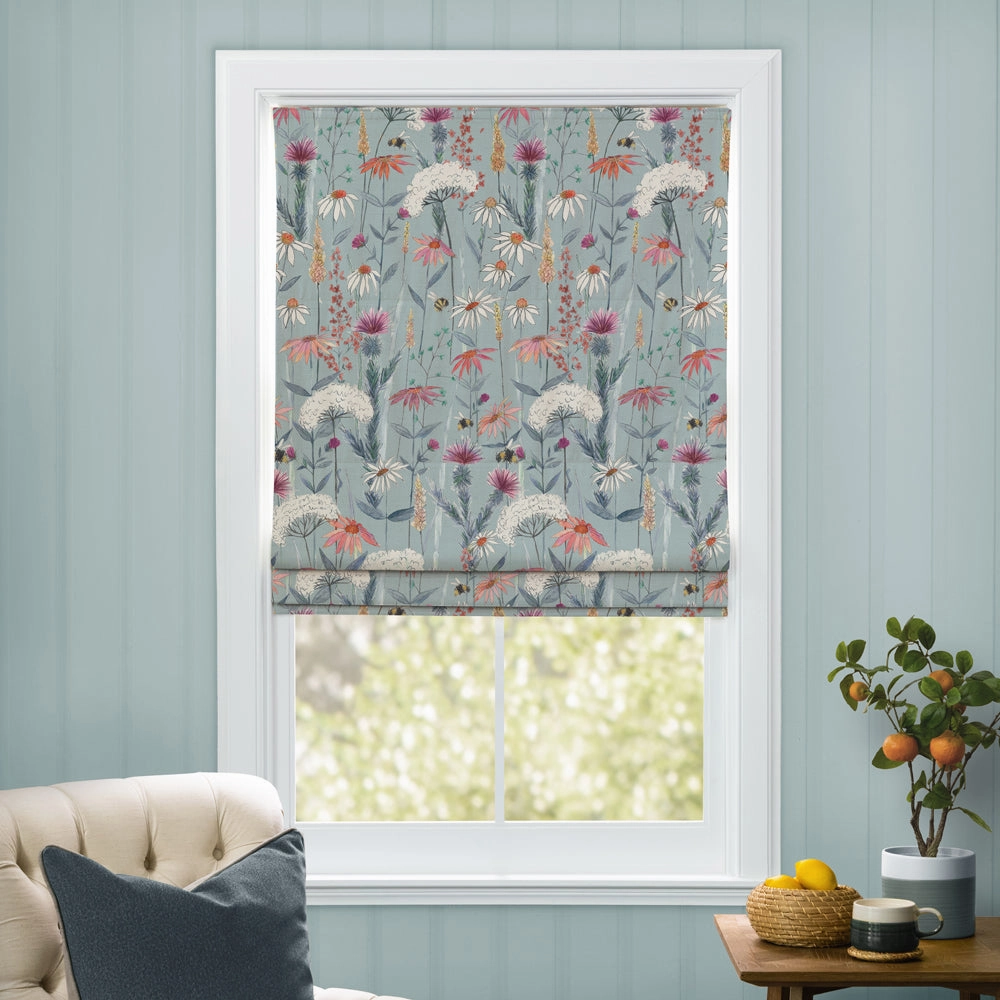 Hermione Printed Cotton Made to Measure Roman Blinds Cornflowerbedding sets ,throw blankets 
