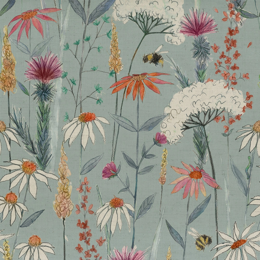 Hermione Printed Cotton Made to Measure Roman Blinds Cornflower