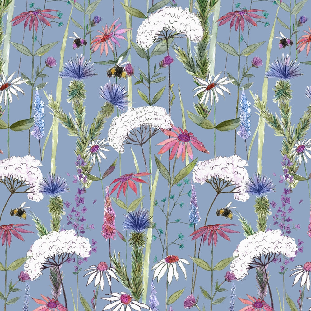 Hermione Printed Made to Measure Curtains Bluebell