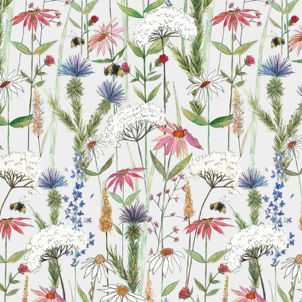 Hermione Printed Pencil Pleat Curtains Natural