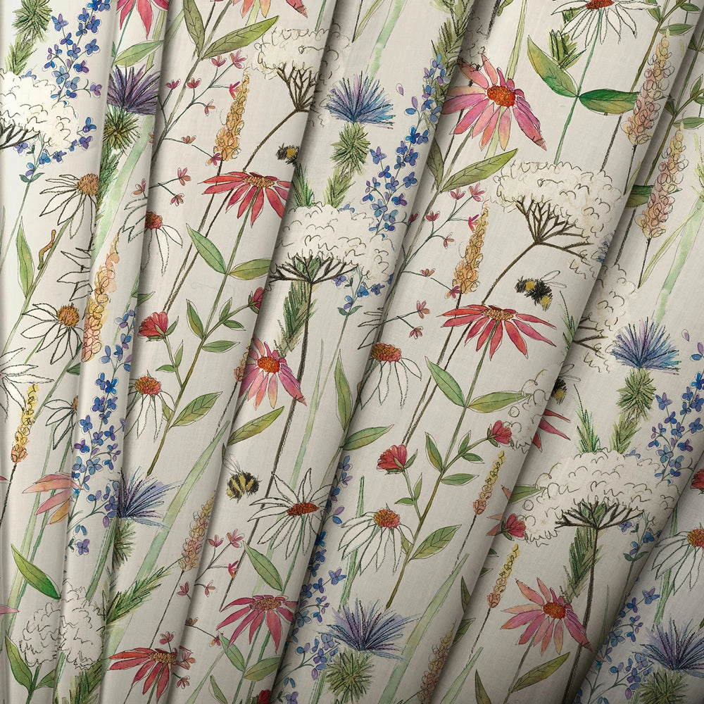 Hermione Printed Pencil Pleat Curtains Natural