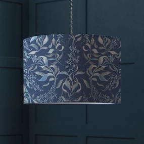 Hettie Eva Printed Lamp Shade Atlas Bluereplacement lampshade,White Linen Drum Lampshade for Table or Floor Lamp