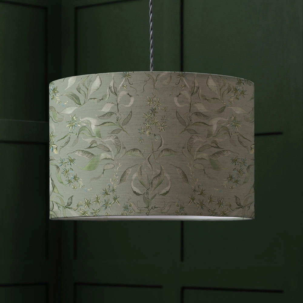 Hettie Eva Printed Lamp Shade Edenreplacement lampshade,White Linen Drum Lampshade for Table or Floor Lamp