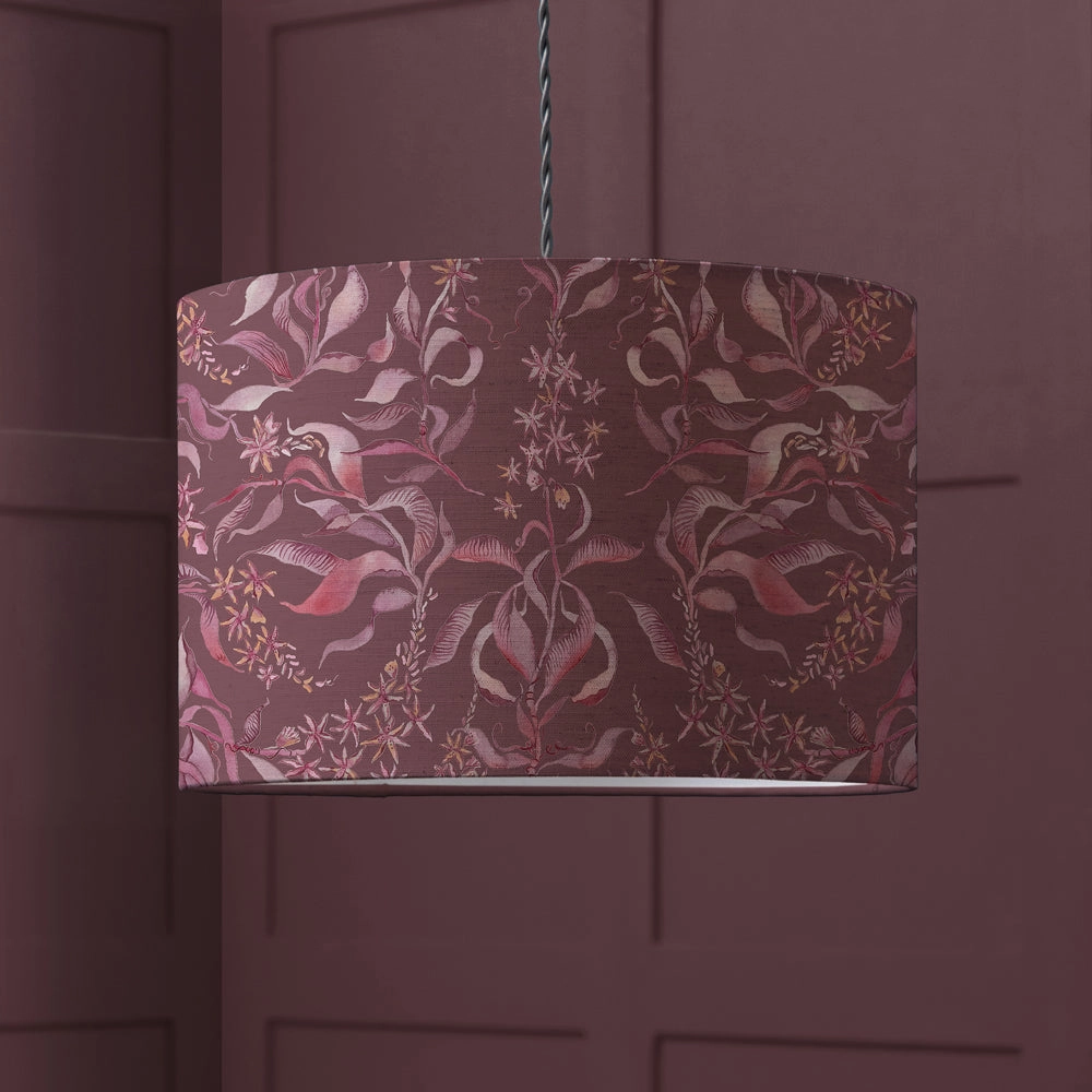 Hettie Eva Printed Lamp Shade Rubyreplacement lampshade,White Linen Drum Lampshade for Table or Floor Lamp