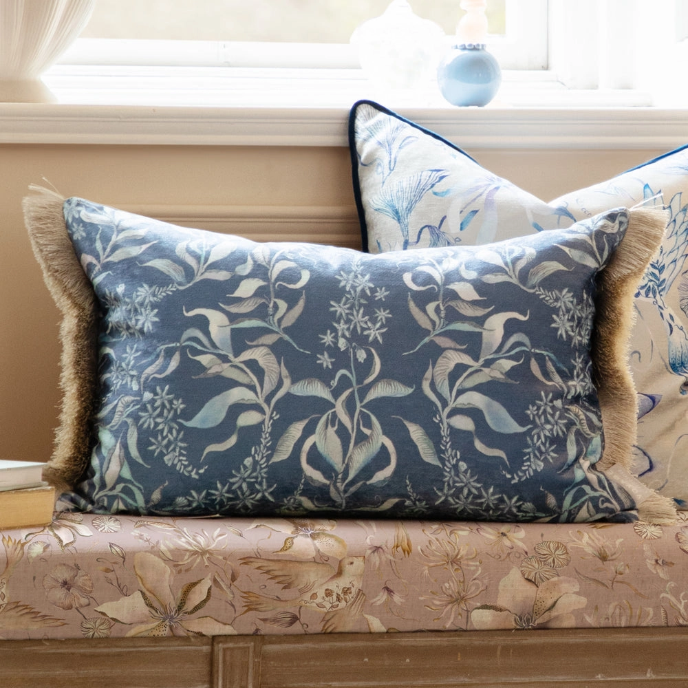 Hettie Printed Ruche Fringe Cushion Atlashome decor ,wall decor 
