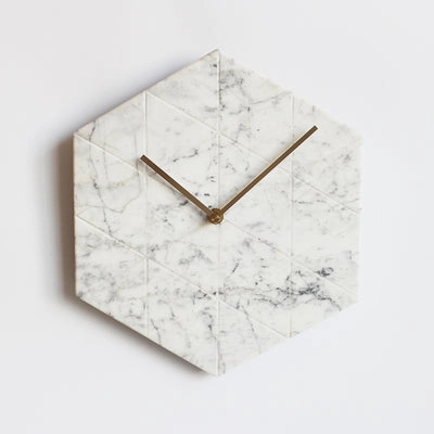 Hexagon Marble Wall Clock