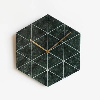 Hexagon Marble Wall Clock
