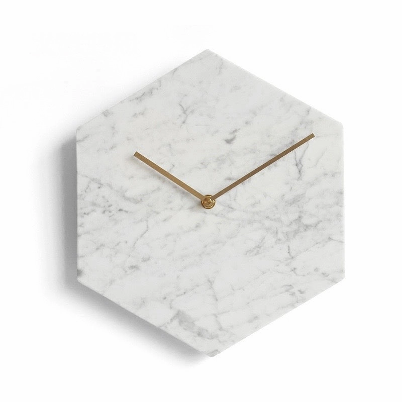 Hexagon Marble Wall Clock