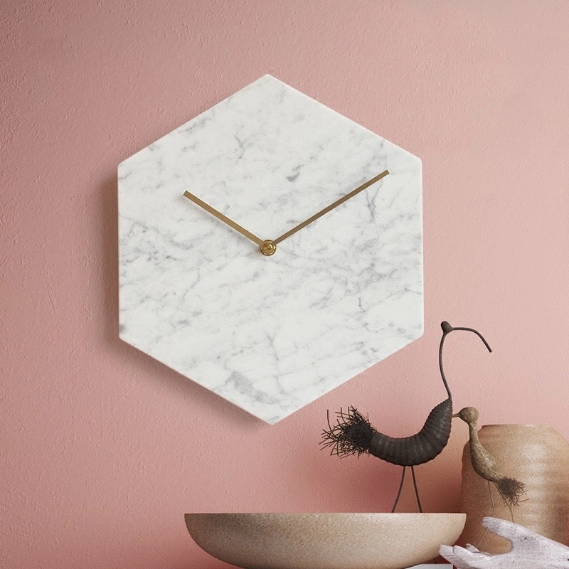 Hexagon Marble Wall Clocknordic style wall decor