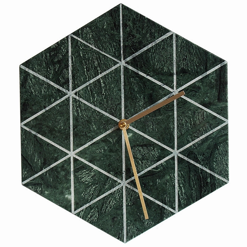 Hexagon Marble Wall Clock