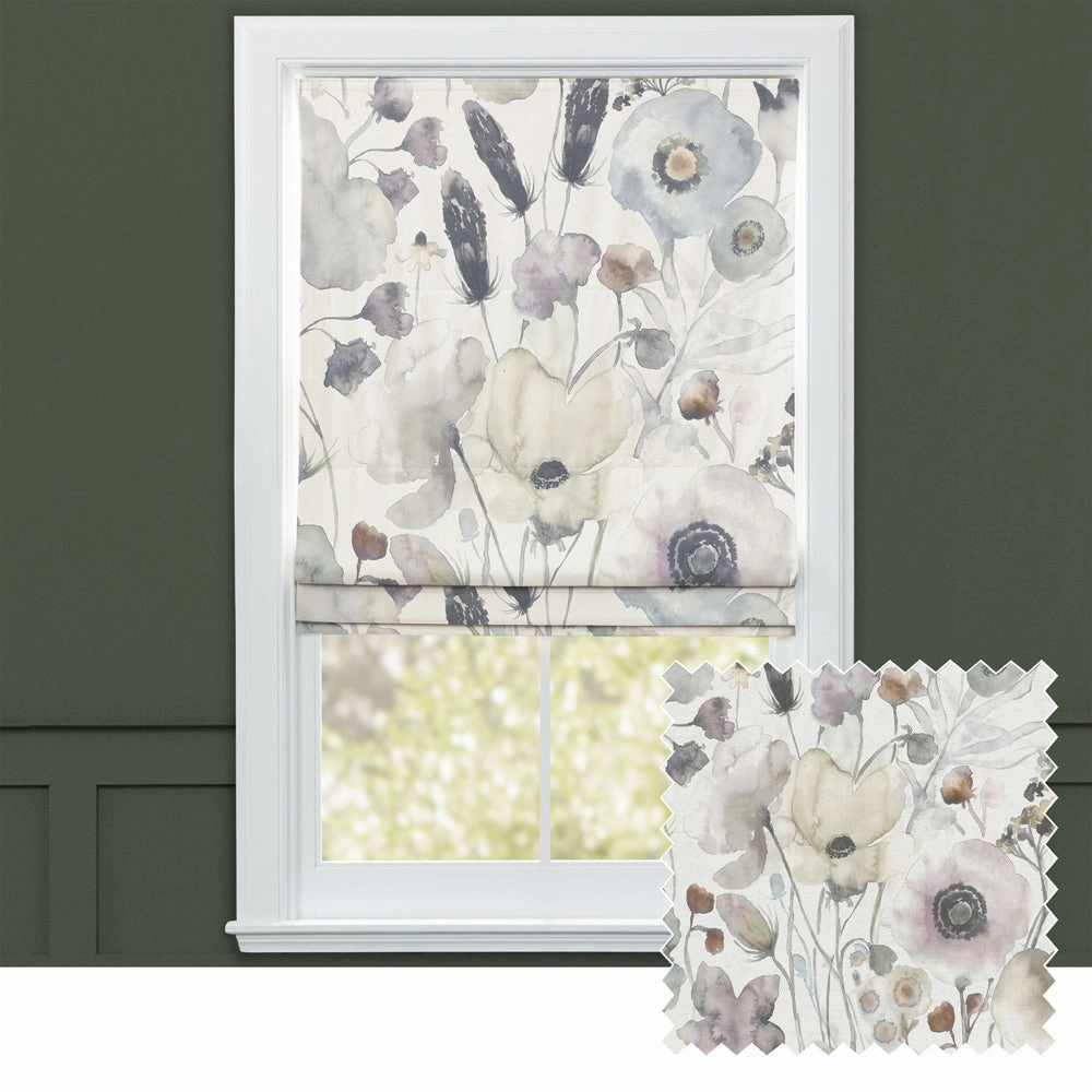 Hibbertia Printed Cotton Made to Measure Roman Blinds Haze/Creambedding sets ,throw blankets 