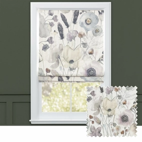 Hibbertia Printed Cotton Made to Measure Roman Blinds Haze/Creambedding sets ,throw blankets 