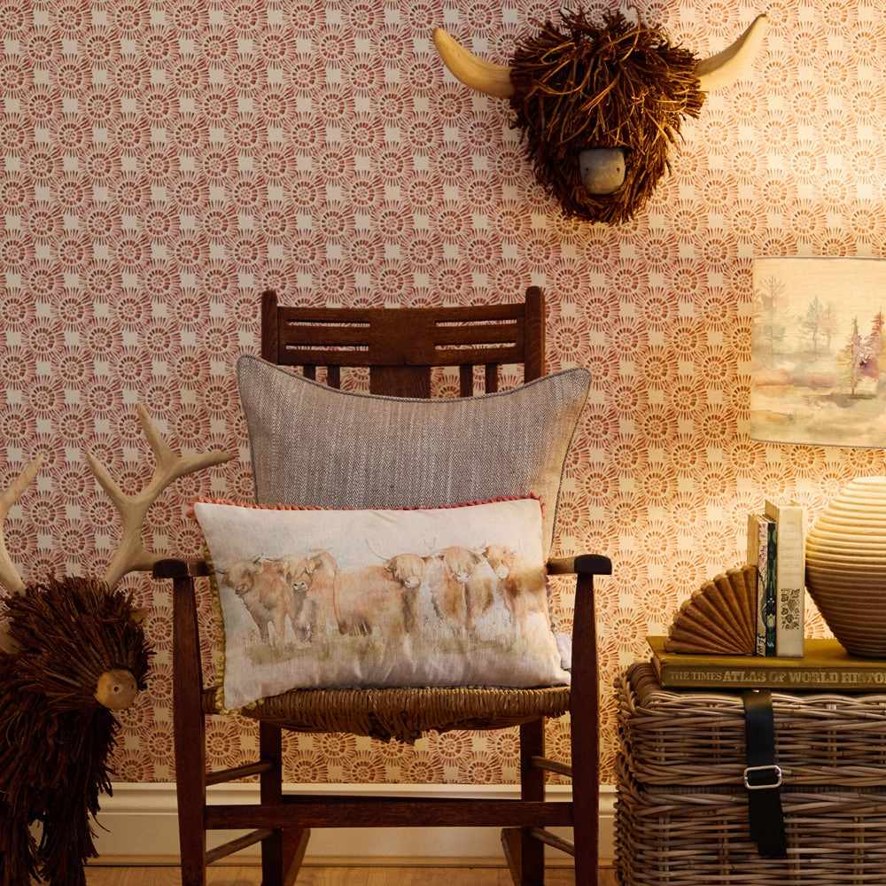 Highland Cattle Printed Cushion Natural