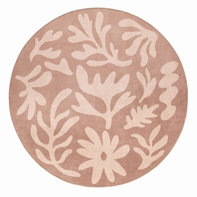 Hira Pink Beige Shapes Rollie Pollie Round Playmatmodern color block patchwork rug