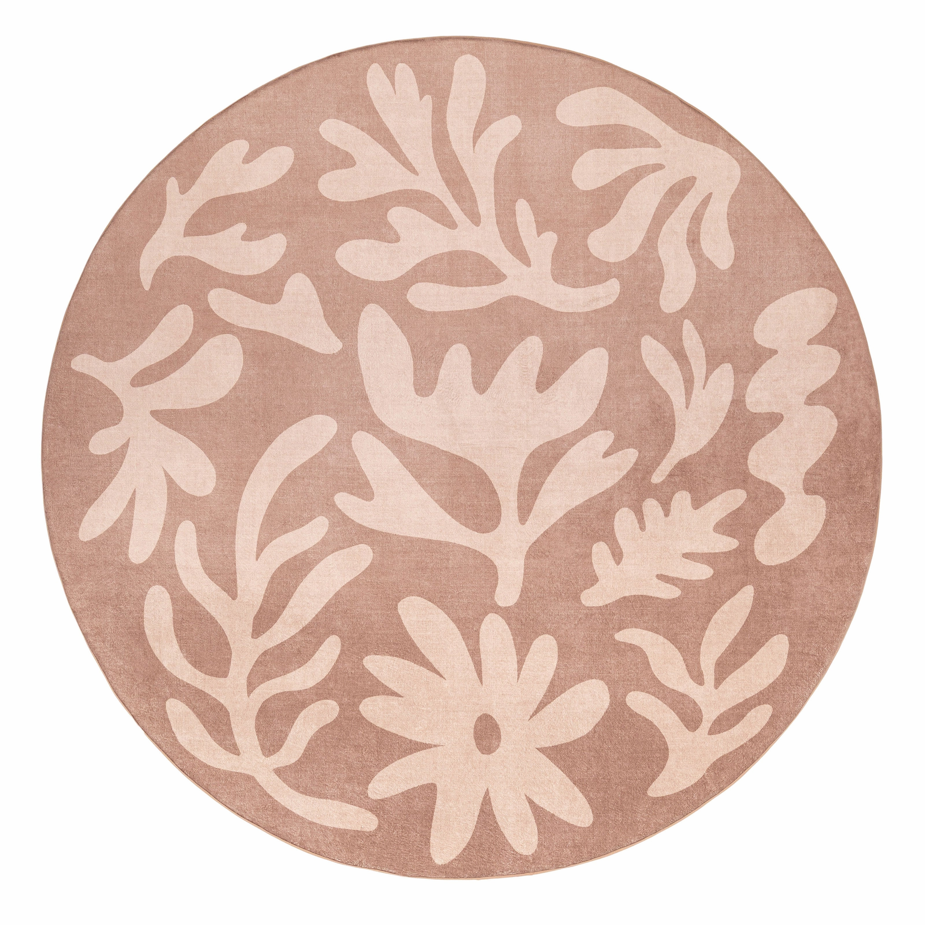 Hira Pink Beige Shapes Rollie Pollie Round Playmatmodern color block patchwork rug
