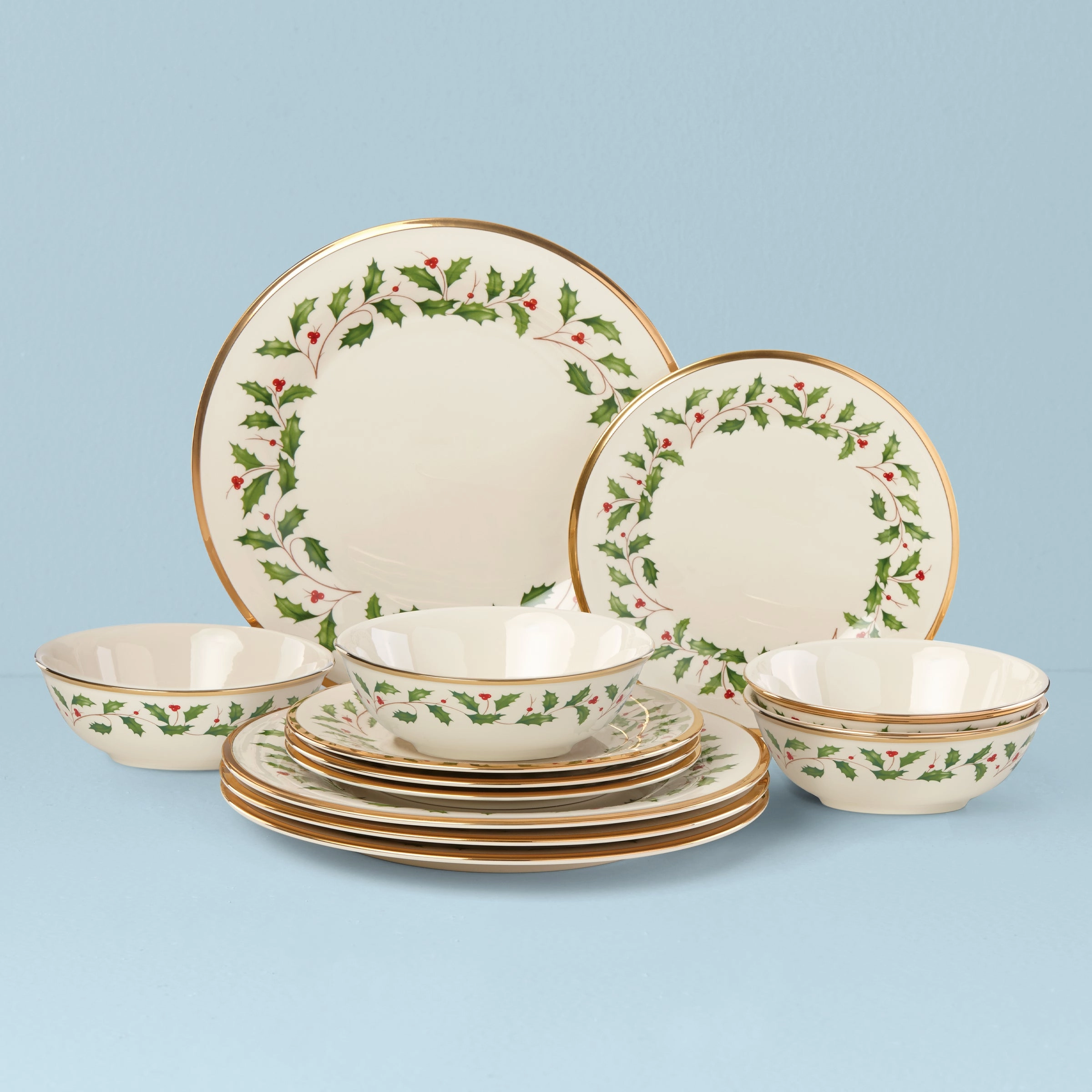 Holiday 12-Piece Plate & Bowl Setmodern kitchen decor ,kitchen dinner set ,dinnerware 