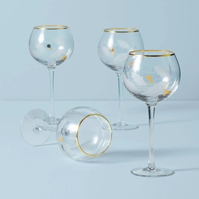 Holiday Gold Balloon Glasses - Set Of 4glass cups ,personalized mugs 