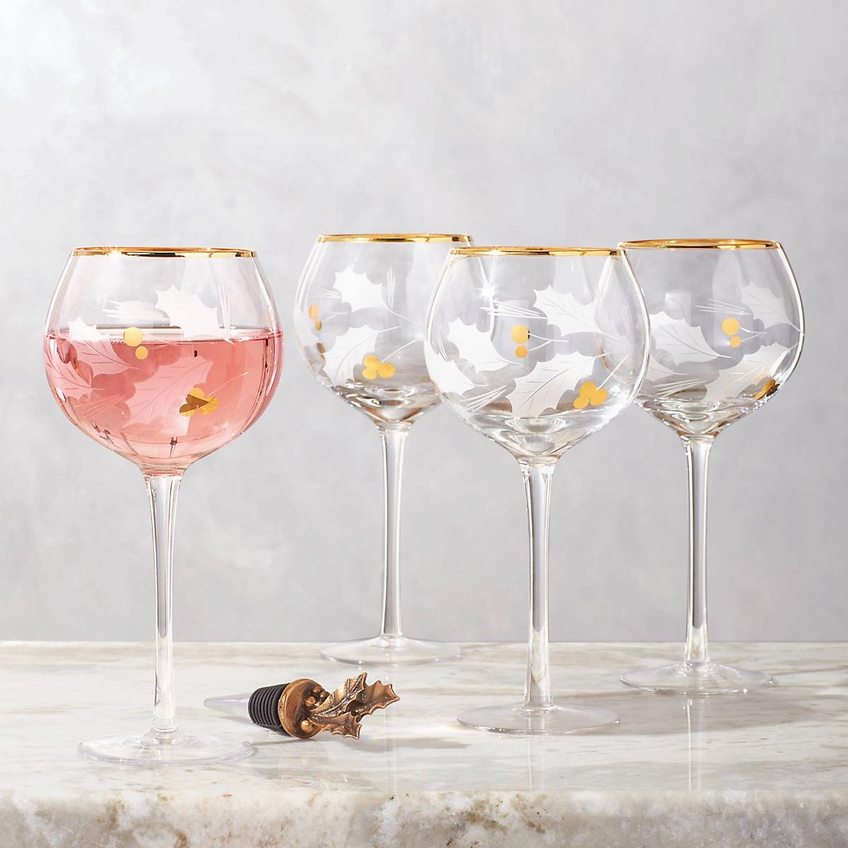 Holiday Gold Balloon Glasses - Set Of 4
