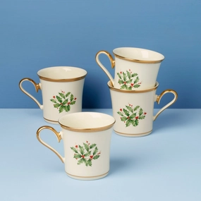 Holiday Mugs - Set of 4modern kitchen decor ,kitchen dinner set ,dinnerware 