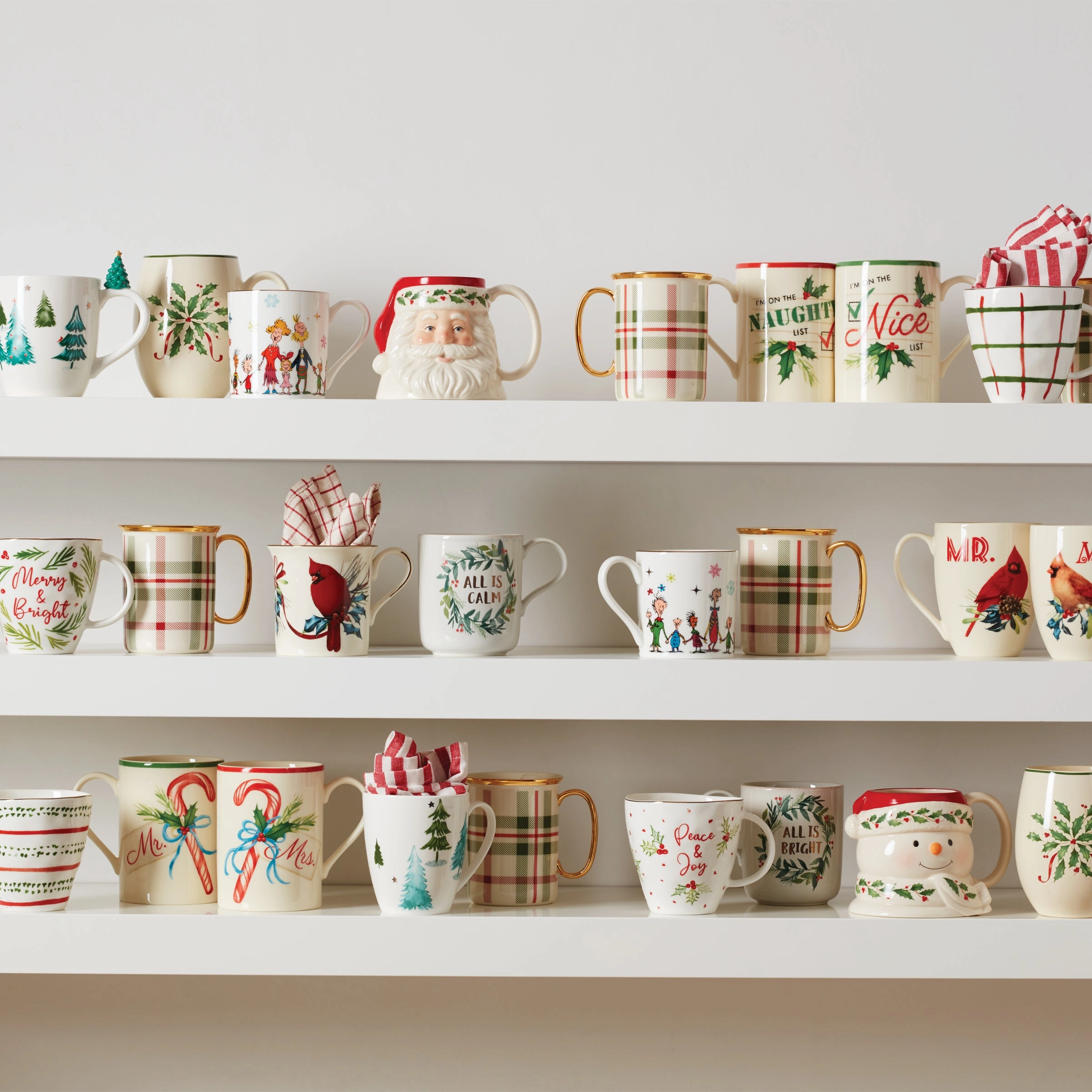 Holiday Plaid Mugs - Set of 4