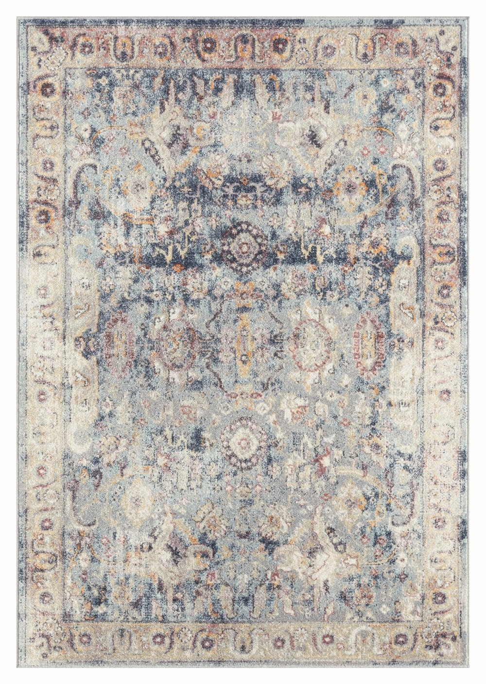Huxley Blue and Purple Multi-Colour Distressed Rug *NO RETURNS UNLESS FAULTYmodern color block patchwork rug