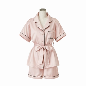Hyaluronan Logo Embroidery Short Sleeve Short Pants Pajamas Pinkbedding sets ,throw blankets 